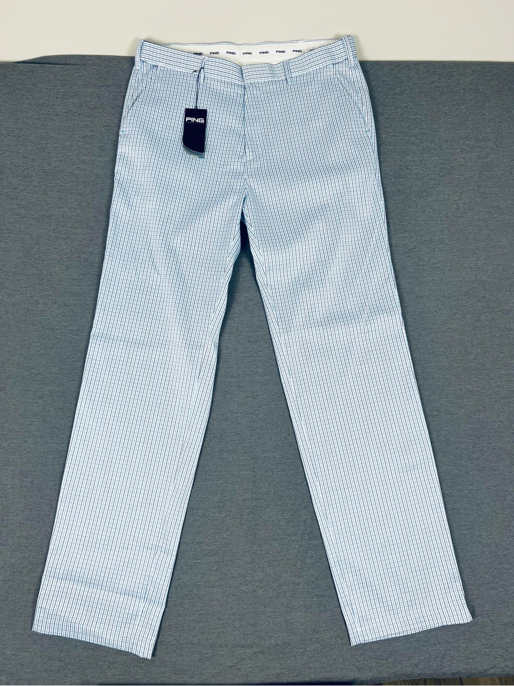 Ping Men's Light Blue Micro-Check Chinos